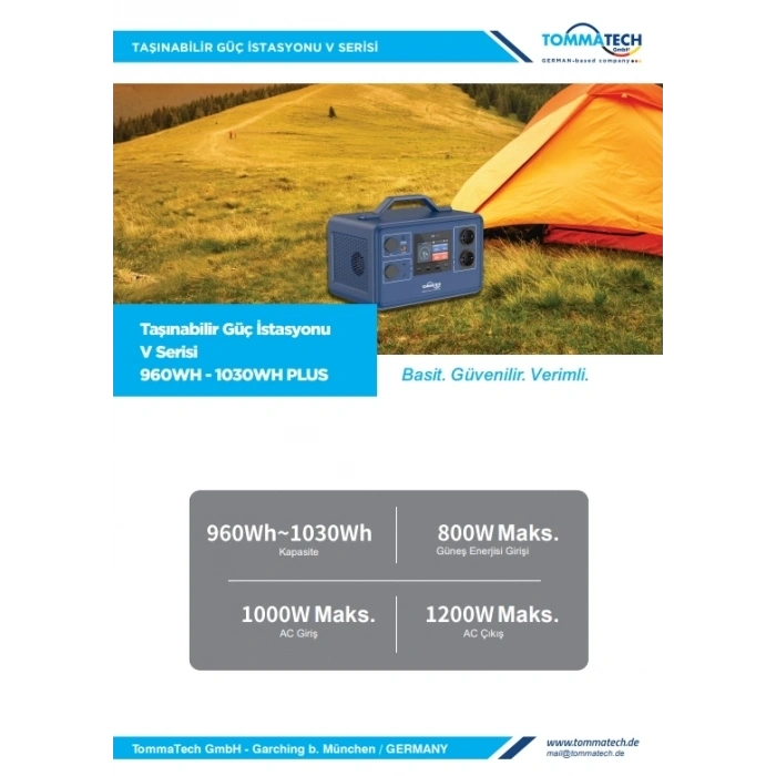 TommaTech 1030Wh Taşınabilir Güç Kaynağı
