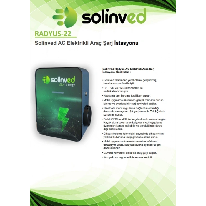AC 22 KW RADIUS MODEL Elektrikli Araç Şarj İstasyonu