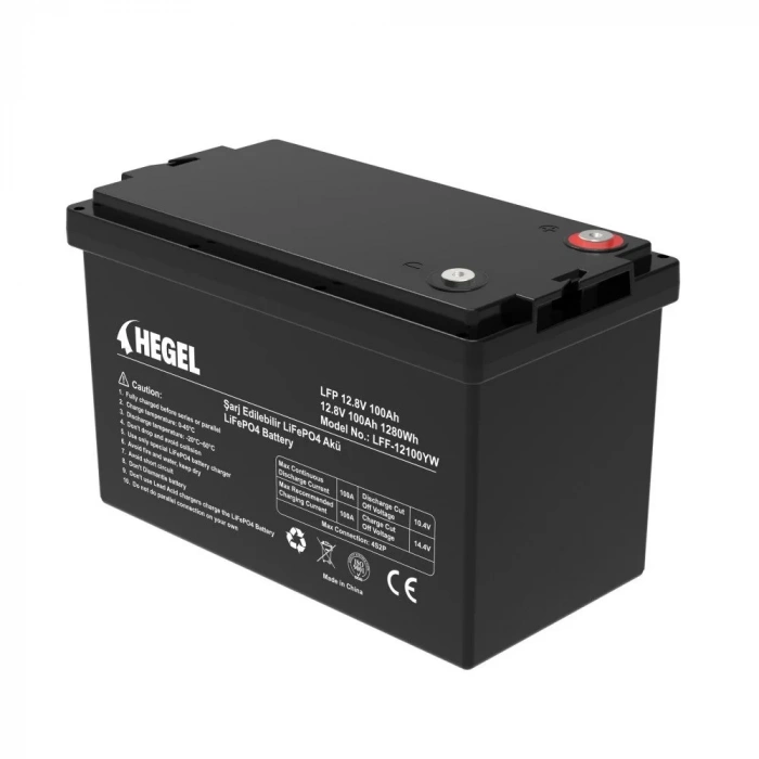 LİFEPO4 LİTYUM AKÜ 12.8V 100AH 1280Wh M8 4S2P BLUETOOTHLU