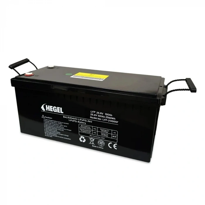 LİFEPO4 LİTYUM AKÜ 25.6V 100AH 2560Wh M8 2S2P BLUETOOTHLU