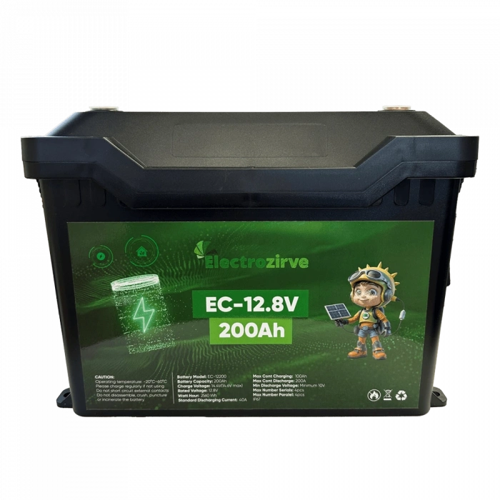 Electrozirve 12.8V 200Ah Lityum (LiFePO4) Batarya