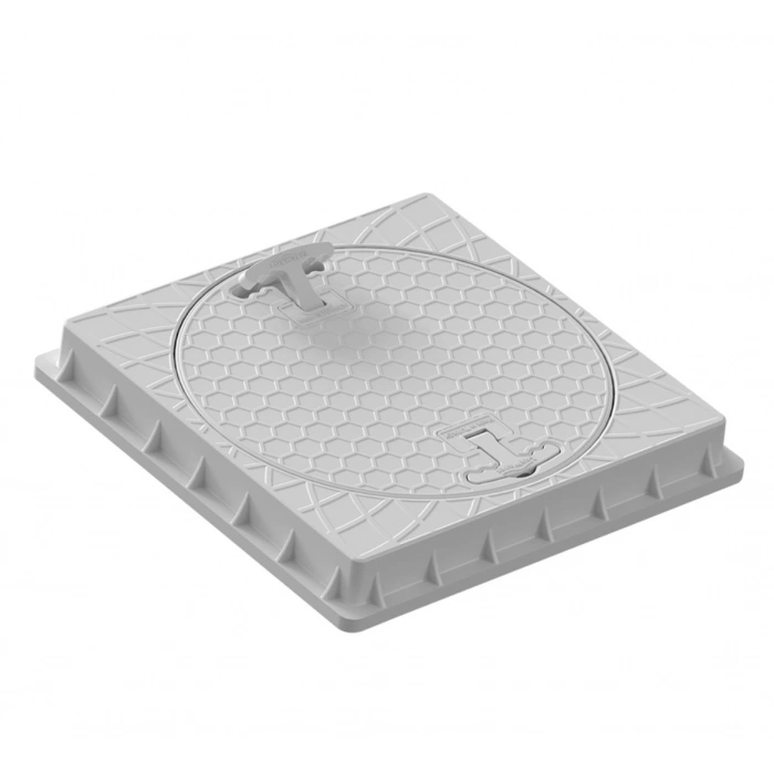 Ø 600 MM KARE EL TUTAMAKLI PLASTİK RÖGAR KAPAĞI VE ÇERÇEVE