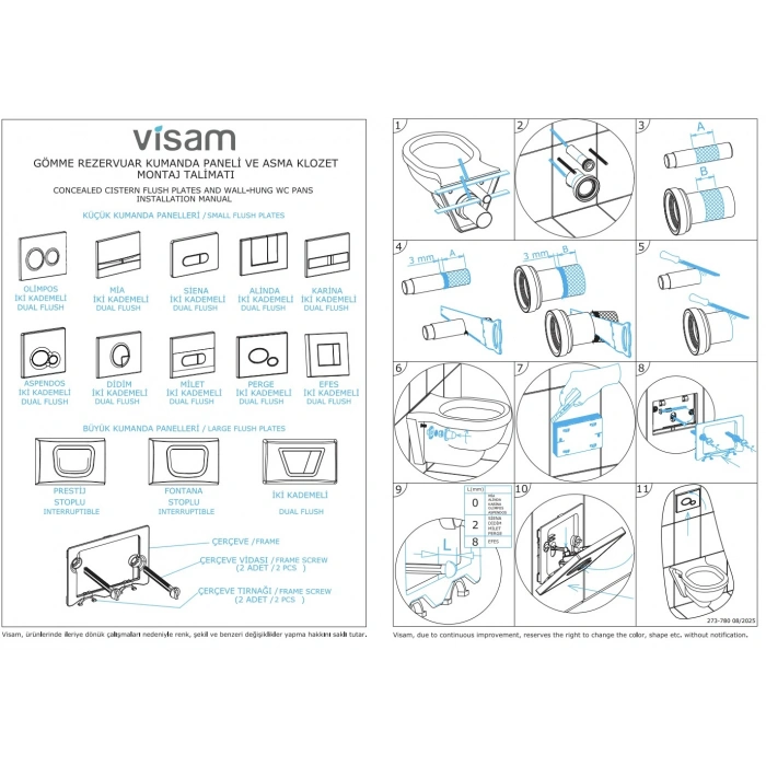 VİSAM ASPENDOS MAT KROM KUMANDA PANELİ