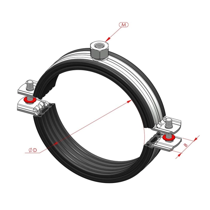 ZIMPEX 59 59-65 MM SESSİZ BORU KELEPÇESİ SOMUNLU YATAY (15 ADET)