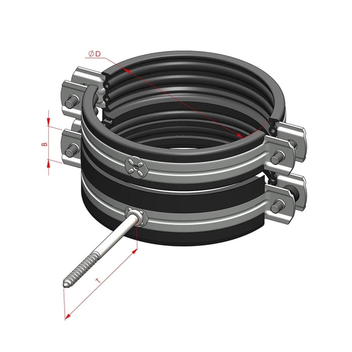 ZIMPEX 100 110-119 MM SESSİZ BORU KELEPÇESİ KISA TRİFONLU DİKEY (5 ADET)