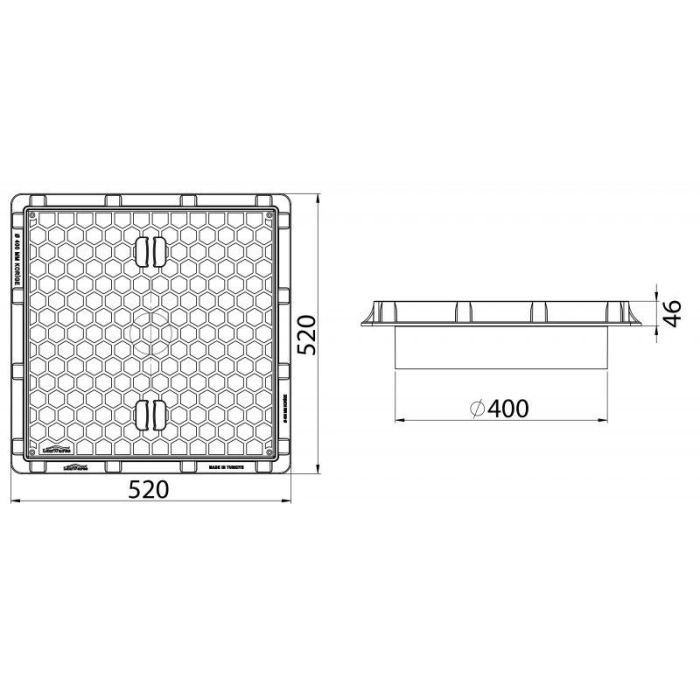 Ø 400 MM DÜZ PLASTİK RÖGAR MENHOL KAPAK VE ÇERÇEVE KORUGE BORU UYUMLU