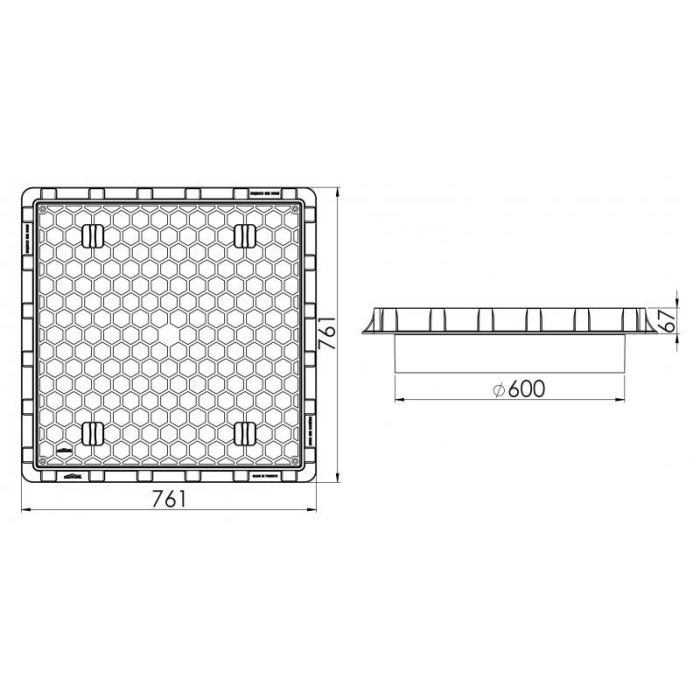 Ø 600 MM DÜZ PLASTİK RÖGAR MENHOL KAPAK VE ÇERÇEVE KORUGE BORU UYUMLU