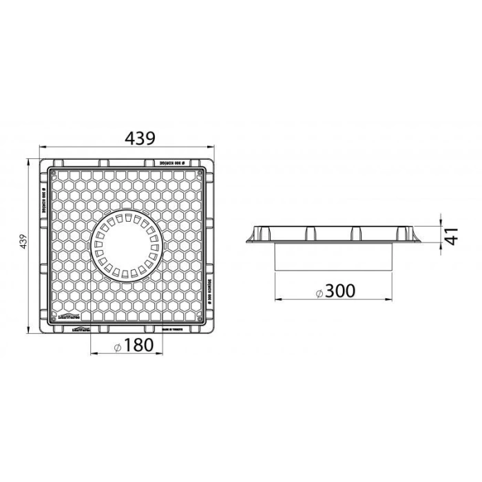 Ø 300 MM SÜZGEÇLİ PLASTİK RÖGAR MENHOL KAPAK VE ÇERÇEVE KORUGE BORU UYUMLU