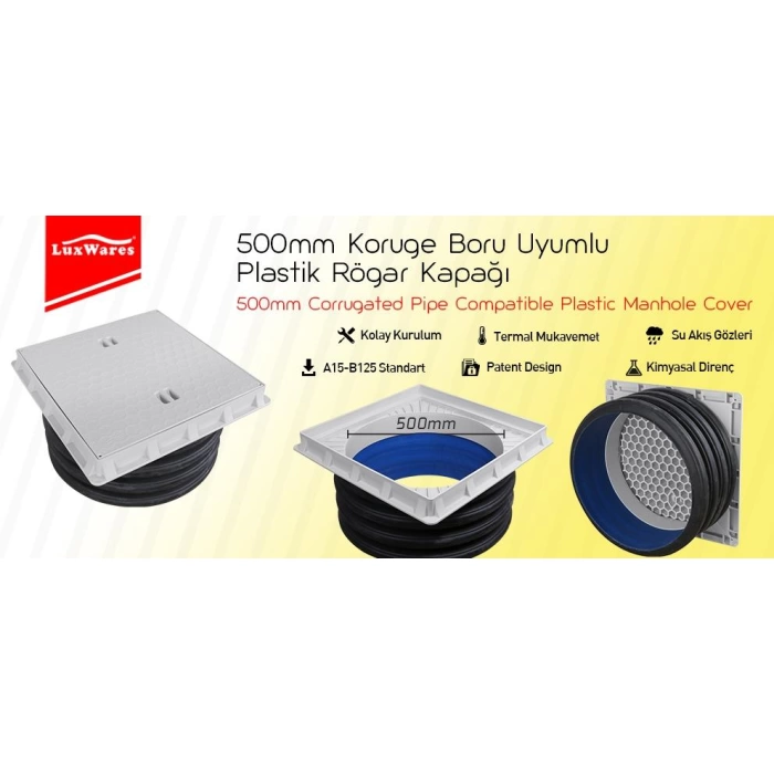 Ø 300 MM KORUGE BORU  UYUMLU PLASTİK RÖGAR MENHOL ÇERÇEVESİ