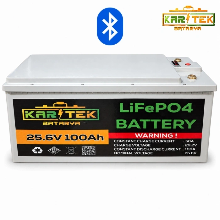 25.6V 100Ah LiFePO4 Lityum Akü Bluetoothlu