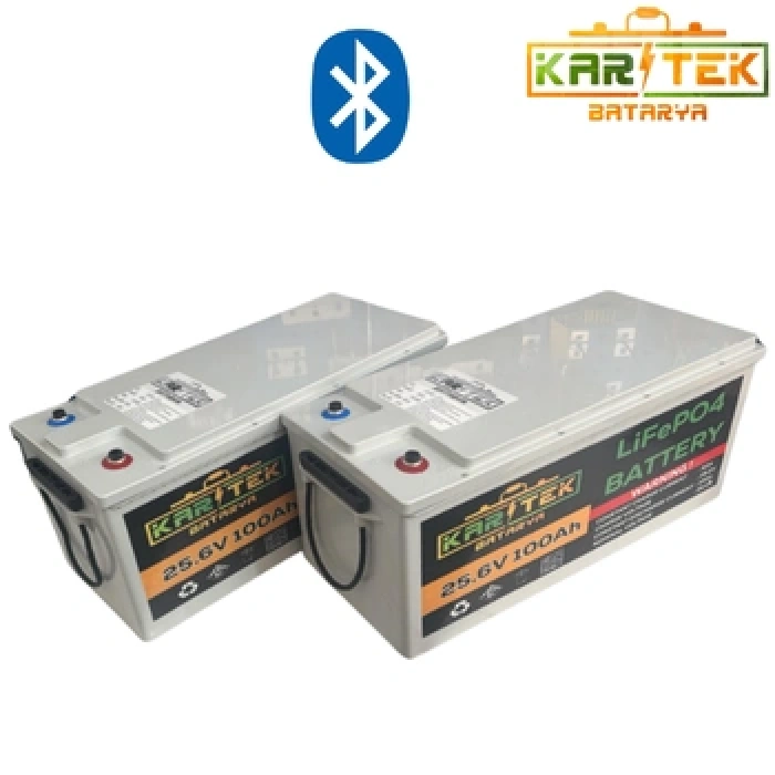25.6 Volt 100 Ah LiFePO4 Akü Bluetoothlu