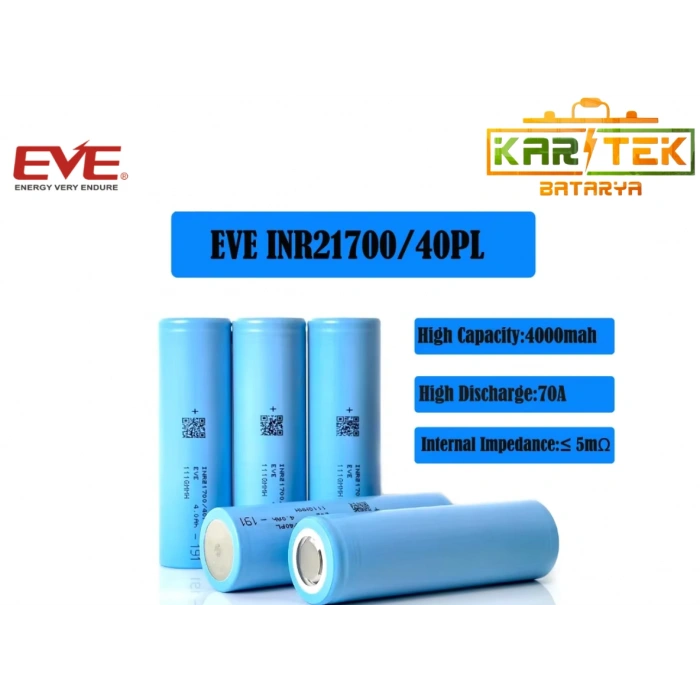 Eve 40PL 21700 3.6V 4000mAh 70A Lityum İyon Pil