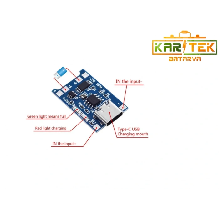 TP4056 TYPE-C 1S Lityum Şarj Modülü