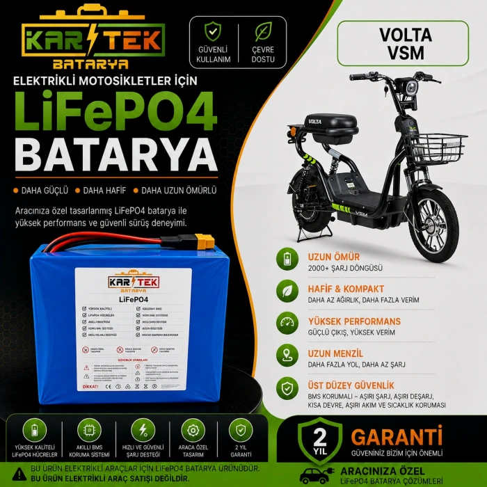 Volta VSM 48 Volt 18Ah LiFePO4 Batarya