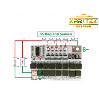 5S 18V 100A Balanslı Lityum İyon BMS (Beyaz PCB)