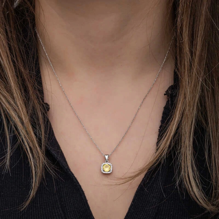 ​925 Ayar Gümüş Sarı Baget Taşlı Kadın Set T8603 (599599)