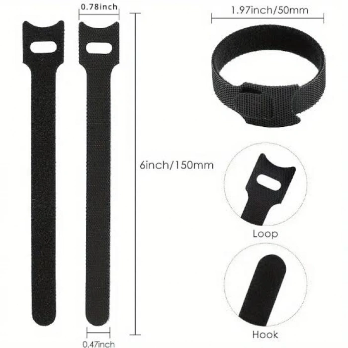 10lu Cırt Cırtlı Kablo Düzenleyici Seti - 15cm