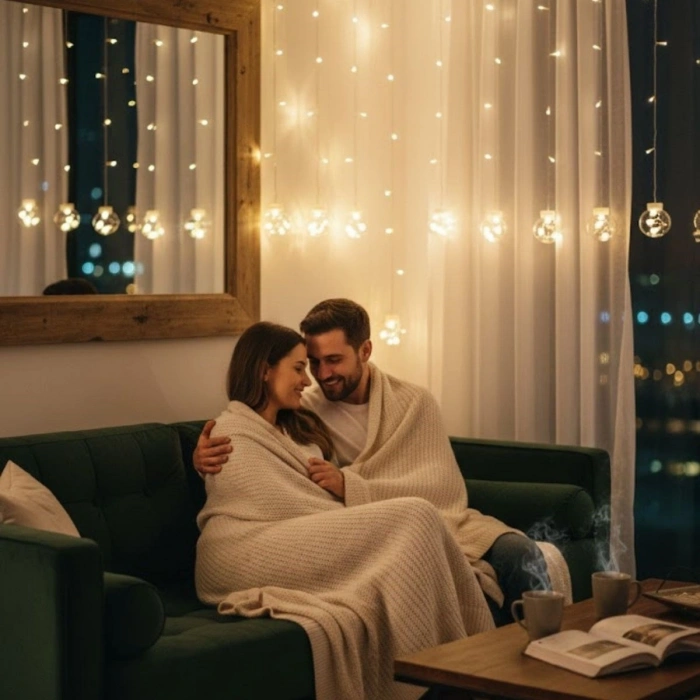 10 Sarkıtlı Kumandalı Dekoratif Top İçi Mini Toplu LED Günışığı Rengi Dekoratif Aydınlatma