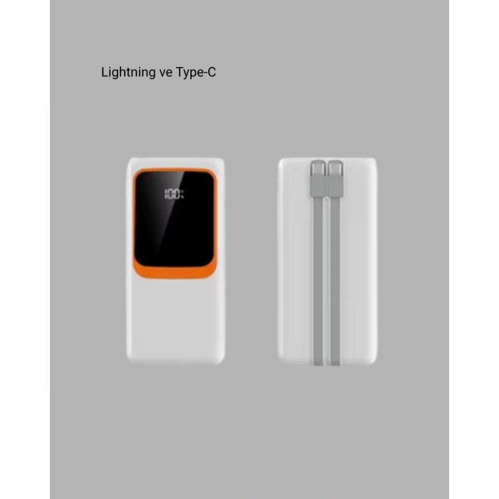 10000 Mah Taşınabilir Powerbank Çift Çıkışlı Type-c Ve Lightning Uyumlu