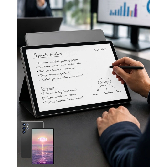 10.1 İnç Android Tablet 16gb Ram 1tb Depolama Klavyeli Tablet Seti