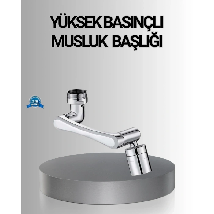 1080° Dönebilen Musluk Başlığı Robotik Kol Havalandırıcı Çok Yönlü Su Yönlendirme