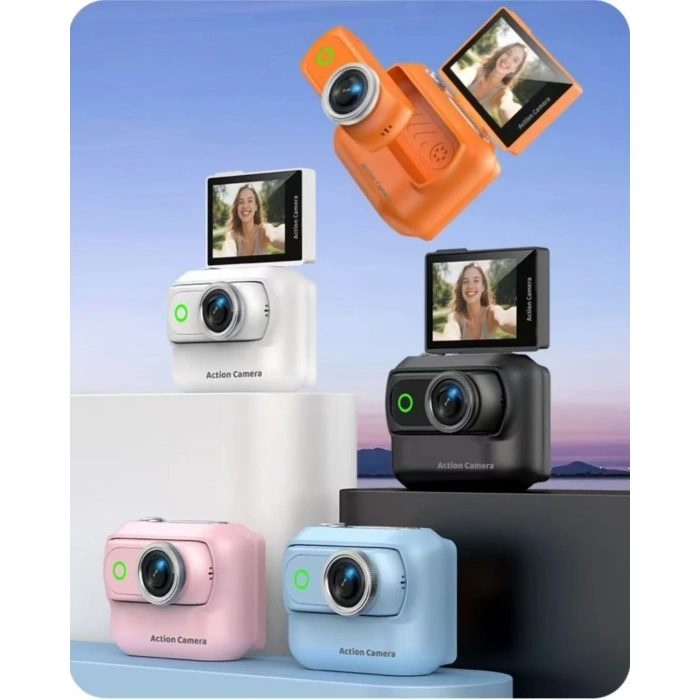 1080p Dijital Video Kamera (32gb) Kart Dijital Vlog Fotoğraf Makinesi  Türkçe Pembe