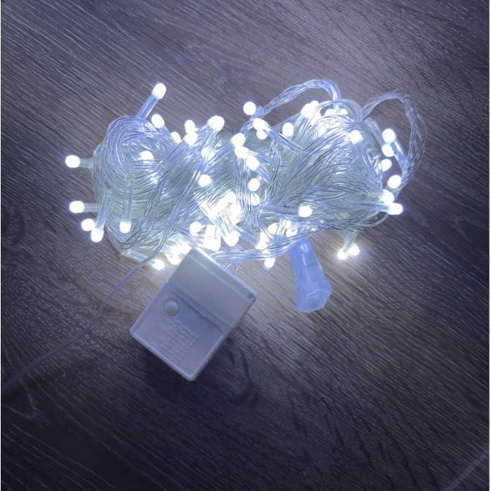 10m 100 Led Damla Uçlu Beyaz Işık Şeffaf Kablo Mz-17-1