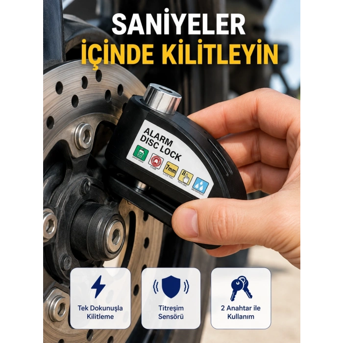 110 Db Alarm Disk Kilidi Motosiklet Scooter Bisiklet Güvenlik Yeni Nesil