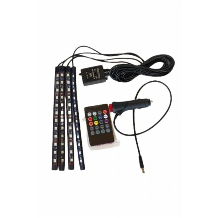 12 Ledli Rgb Işıklı Araç Içi Ayak Altı Led Oto Ampul Kumandalı 7 Renk