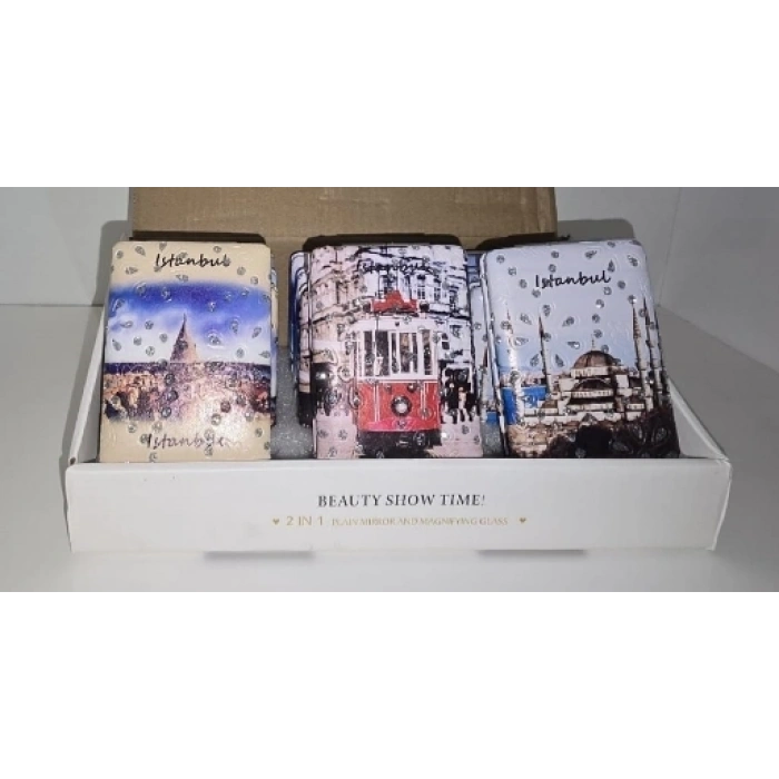 12li Büyüteçli Dikdörtgen Cep Aynası Mz-119