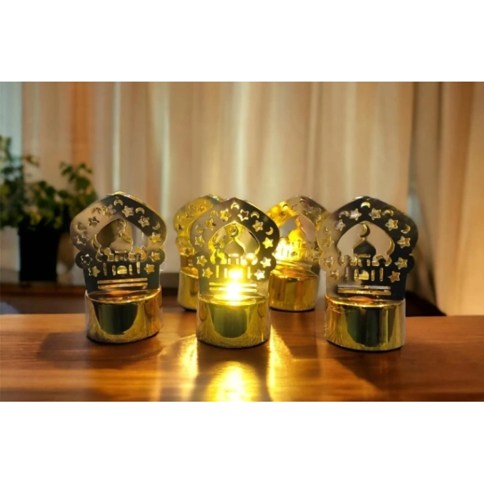 12li Ramazan Ayaklı Led Işık Gold Renk Gün Işığı Mz6200-234