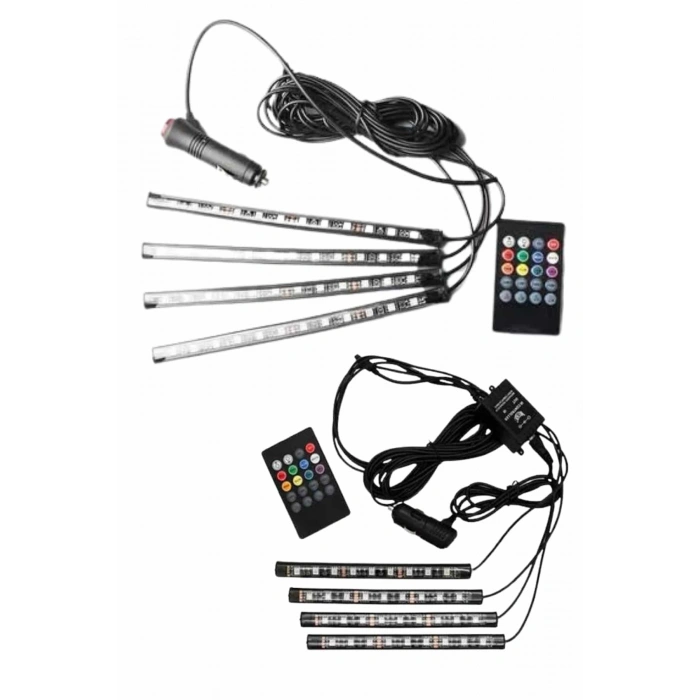 12li Şerit Led Işık Rgb Sese Ve Müziğe Duyarlı Araç İçi Ayak Altı