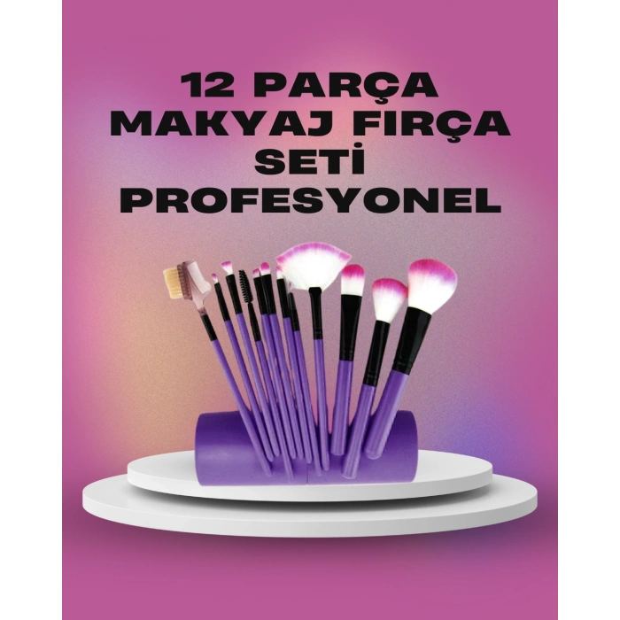 12 Parça Yumuşak Kıllı Makyaj Fırçası Seti Yüz Ve Göz Makyajına Uygun Profesyonel Kullanım