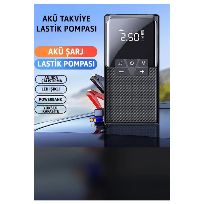 12000 Mah Akıllı Akü Takviye Ve Dijital Hava Pompası Akım Korumalı