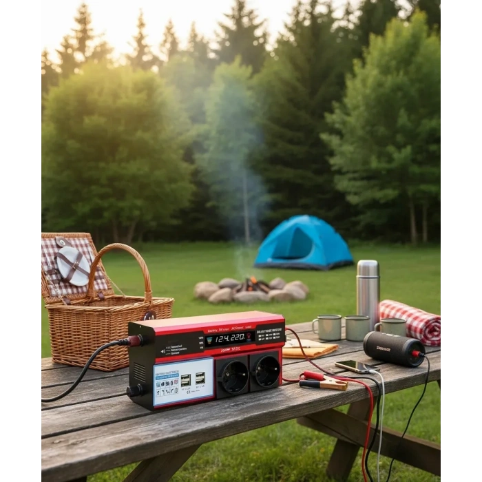 12v 2000w Modifiye Sinüs İnverter Araç Ve Güneş Enerjisi Uyumlu, Çift Usb, Çift Priz Ve Çakmaklık Epilons