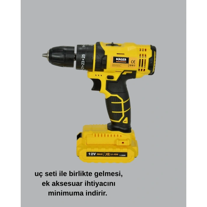 12v Akülü Matkap | 20-30 Nm Tork, Çift Hız Ayarı Ve Led Işık