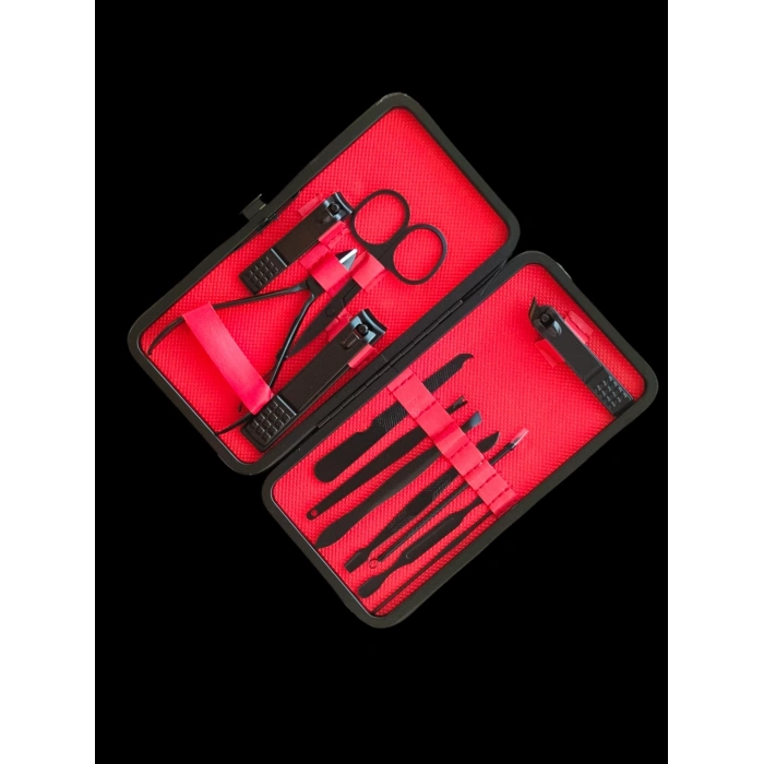 13 Parça Çantalı Manikür Pedikür Seti El Ayak Tırnak Bakım Seti Cımbız Makas Siyah Nokta Temizleme Batık Tırnak Engelleme Aparatı