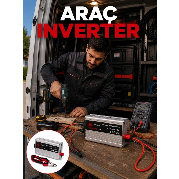 1500w Araç İnvertörü Elektronik Cihazlar İçin Yüksek Verimli Güç Dönüştürme Sistemi