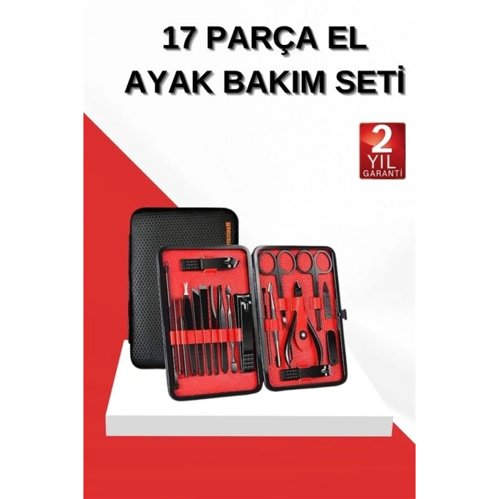 17 Parça Manikür Seti El Ve Ayak Bakımı Törpü Cımbız Tırnak Temizleme