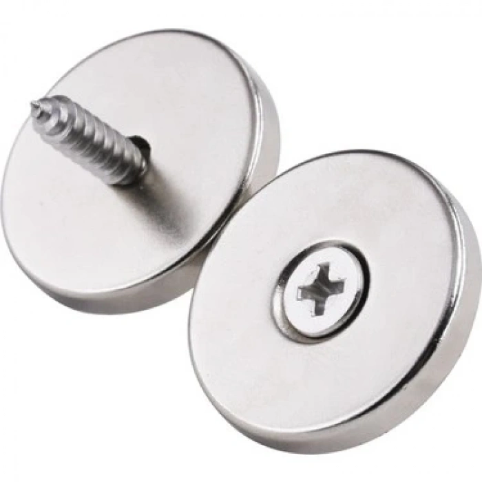 2 Adet 25x10/5x5,5 Mm Neodyum Mıknatıs Havşa Delikli Magnet Vida Atılabilir N35 Nikel Paslanmaz