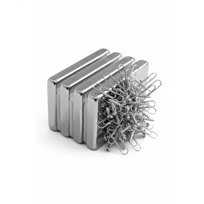 2 Adet 40x20x5mm Neodyum Magnet Güçlü N35 Mıknatıs Köşeli Nikel Kaplama