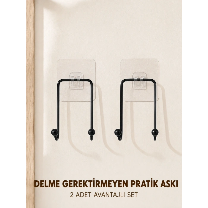 2 Adet Çok Amaçlı Yapışkanlı Askı Ev Mutfak Banyo Düzenleyici