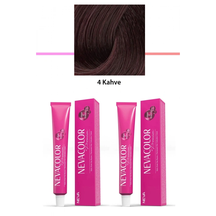 2 Li Set Premium 4 Kahve  Kalıcı Krem Saç Boyası 2 X 50 G Tüp (599)