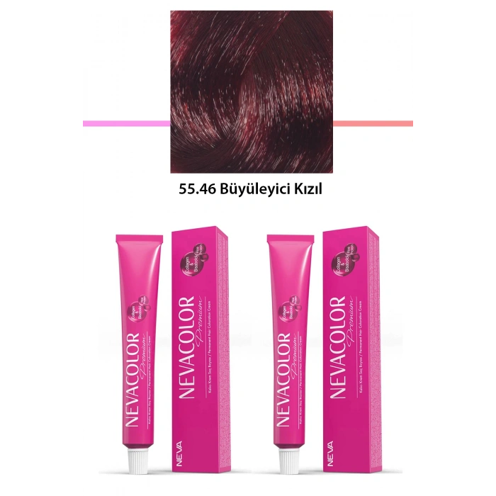 2 Li Set Premium 55.46 Büyüleyici Kızıl  Kalıcı Krem Saç Boyası 2 X 50 G Tüp (599)