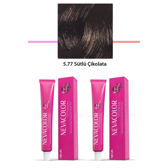 2 Li Set Premium 5.77 Sütlü Çikolata  Kalıcı Krem Saç Boyası 2 X 50 G Tüp (599)
