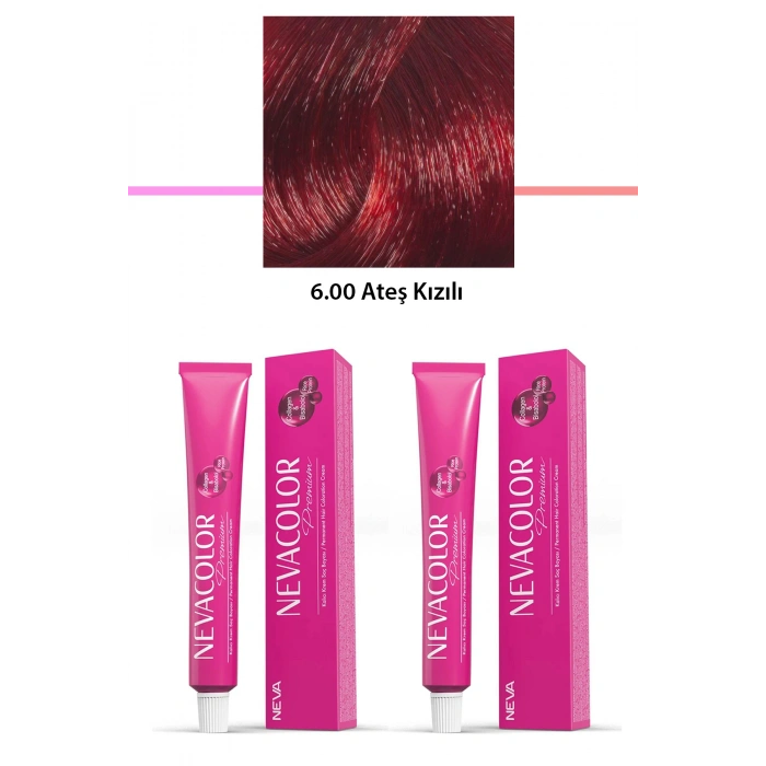 2 Li Set Premium 6.00 Ateş Kızılı  Kalıcı Krem Saç Boyası 2 X 50 G Tüp (599)