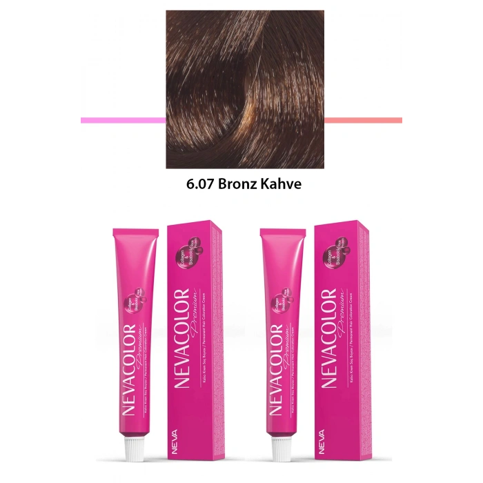 2 Li Set Premium 6.07 Bronz Kahve  Kalıcı Krem Saç Boyası 2 X 50 G Tüp (599)