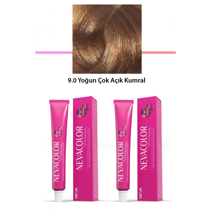2 Li Set Premium 9.0 Yoğun Çok Açık Kumral  Kalıcı Krem Saç Boyası 2 X 50 G Tüp (599)