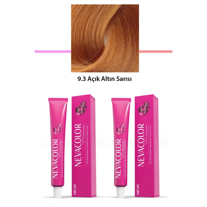 2 Li Set Premium 9.3 Açık Altın Sarısı  Kalıcı Krem Saç Boyası 2 X 50 G Tüp (599)