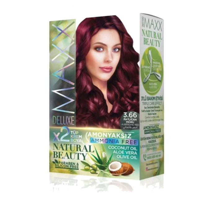 2 Paket Natural Beauty Amonyaksız Saç Boyası 3.66 Patlıcan Moru (599)